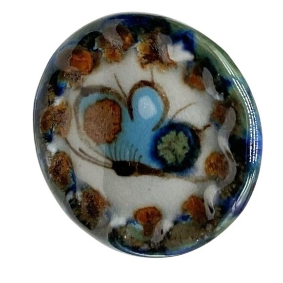 Hand-Painted Tonala Butterfly & Bird Ceramic Drawer Knobs from Mexico - Picture 2 of 5